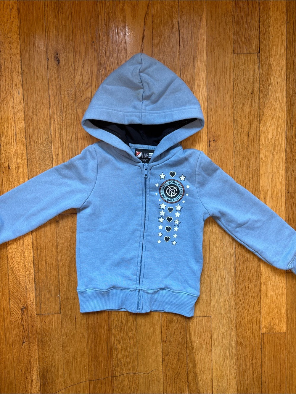 NYC Football Club Light Blue Kids Hoodie Jacket 4-5 girl
